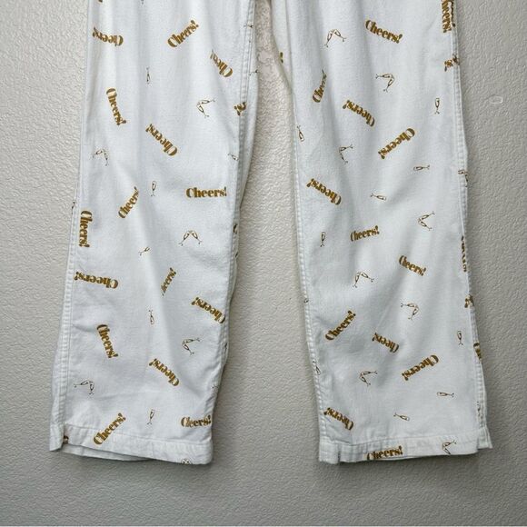 J. Crew White “Cheers” Printed Flannel Pajama Pants - Picture 3 of 13